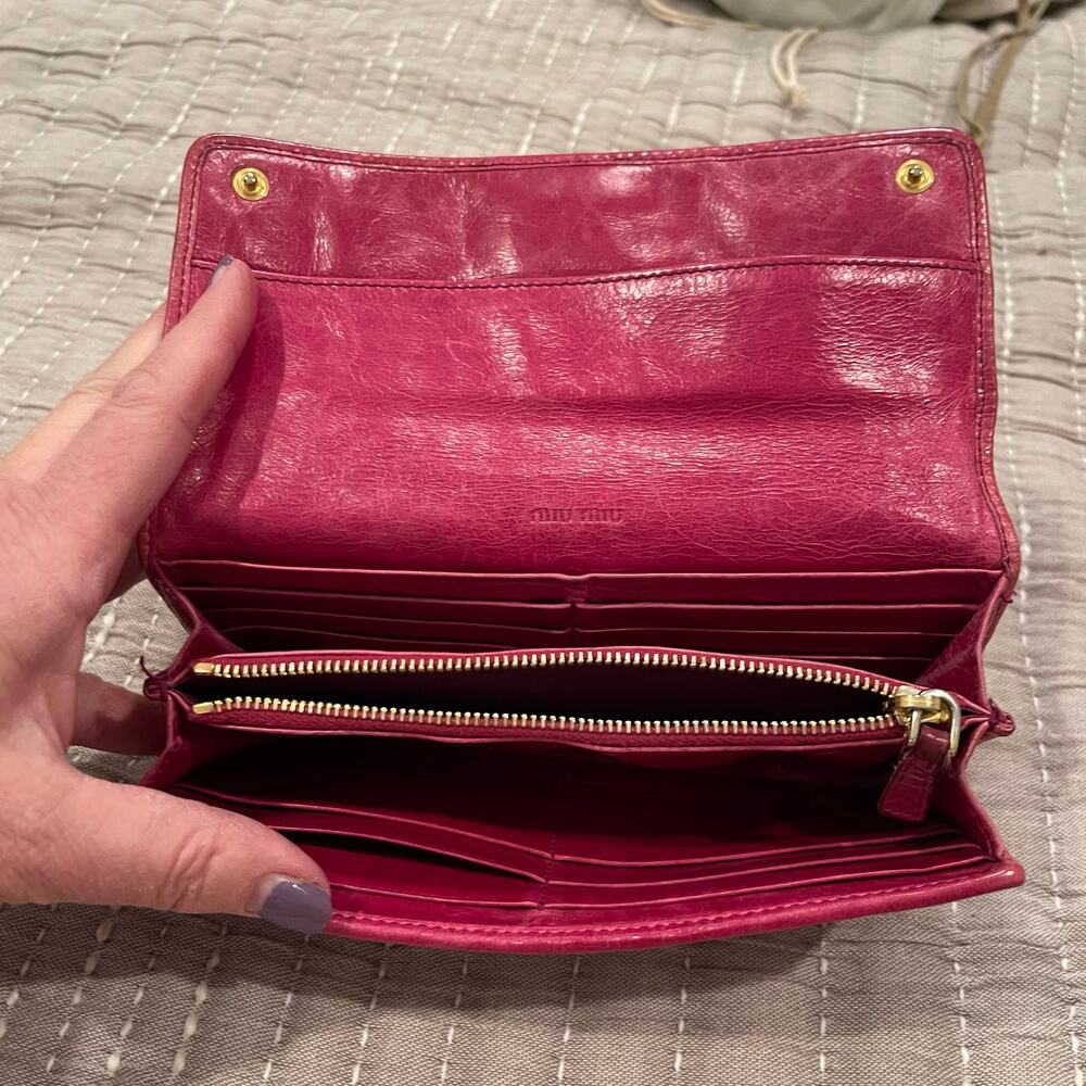 Miu Miu Matalesse Nappa Leather Wallet Red Pink - Picture 7 of 15